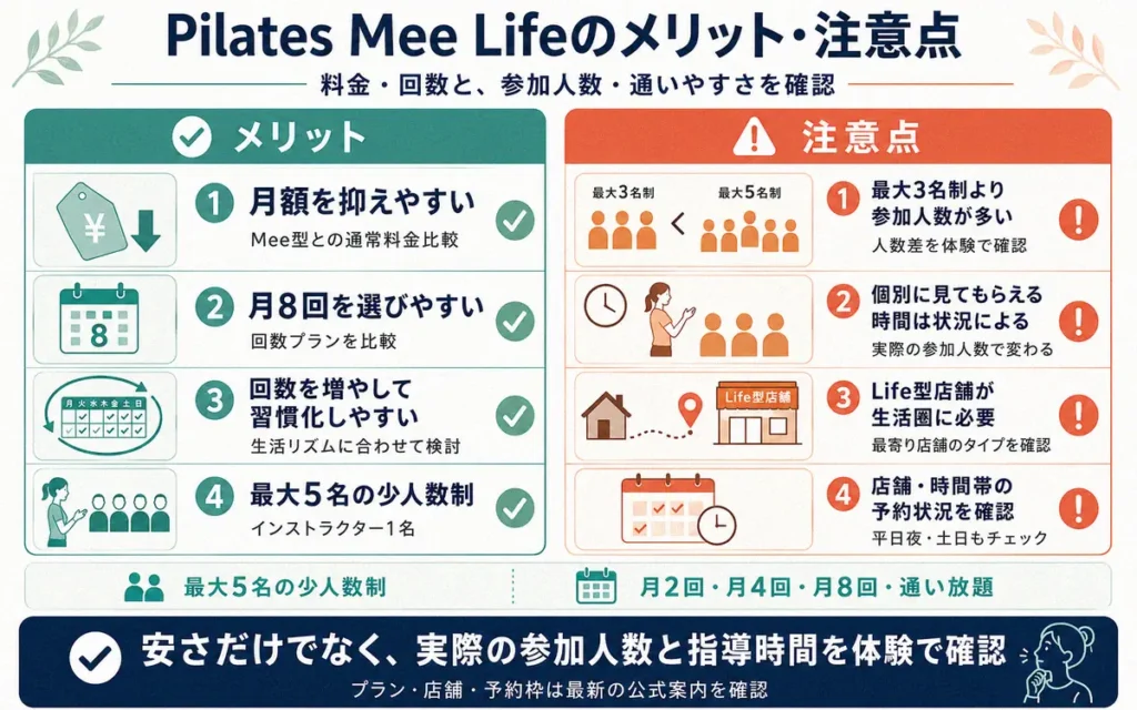 Pilates Mee Lifeのメリット・デメリット
